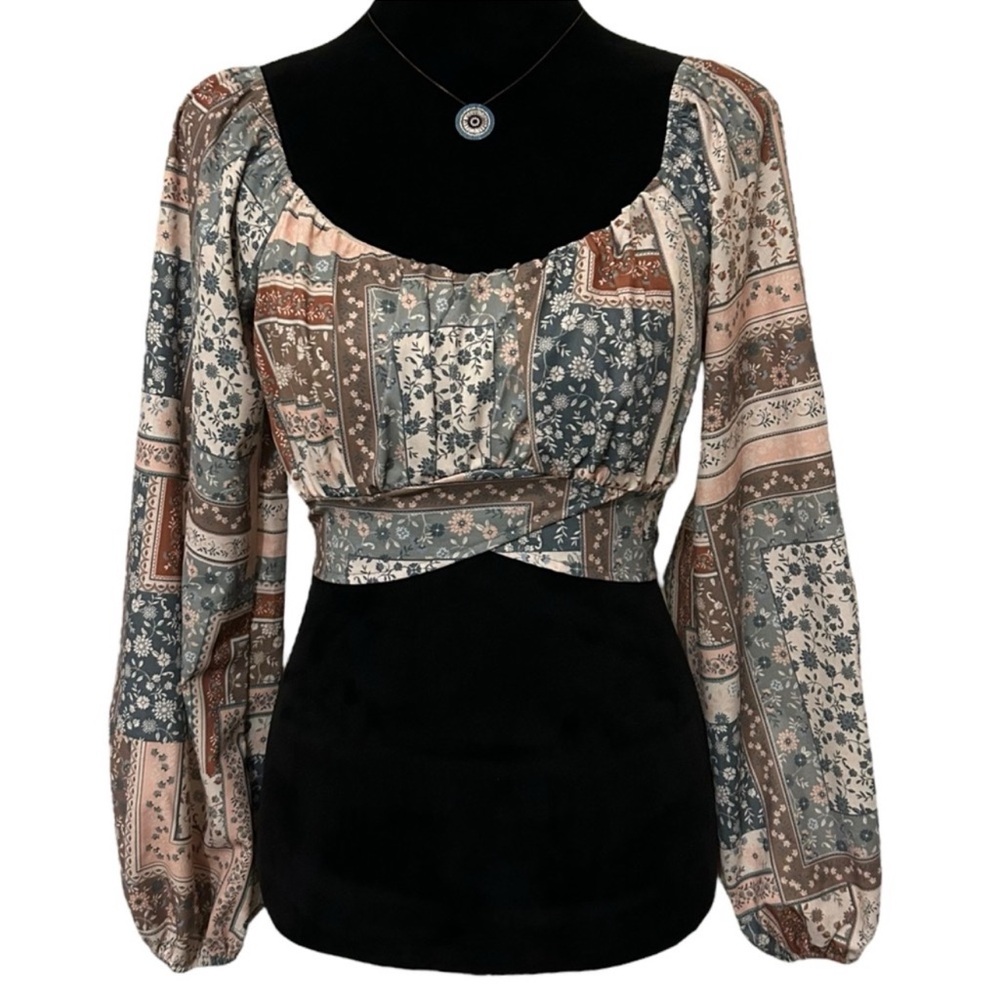 ALTAR'D STATE NWT Boho Patchwork Balloon Sleeve T… - image 5